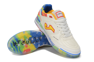 Joma Top Flex IC Indoor & Futsal Soccer Shoes - White/Multi-Color/Off-White