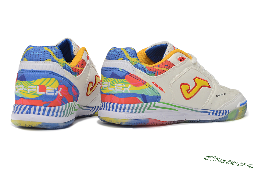 Joma Top Flex IC Indoor & Futsal Soccer Shoes - White/Multi-Color/Off-White 6