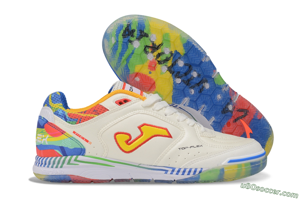 Joma Top Flex IC Indoor & Futsal Soccer Shoes - White/Multi-Color/Off-White 1