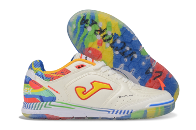 Joma Top Flex IC Indoor & Futsal Soccer Shoes - White/Multi-Color/Off-White