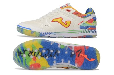 Joma Top Flex IC Indoor & Futsal Soccer Shoes - White/Multi-Color/Off-White