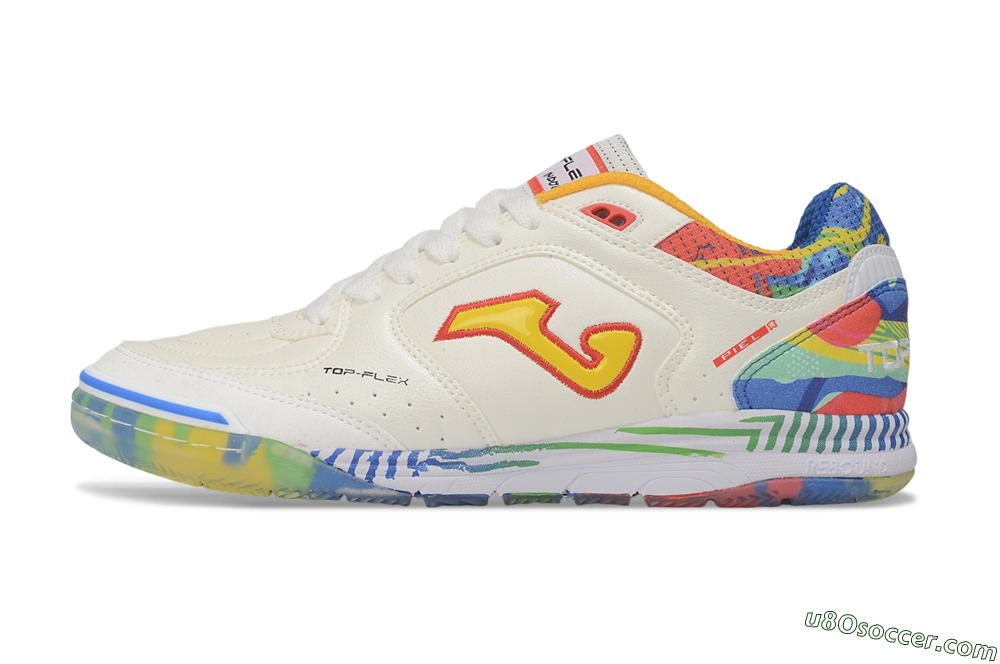Joma Top Flex IC Indoor & Futsal Soccer Shoes - White/Multi-Color/Off-White 2