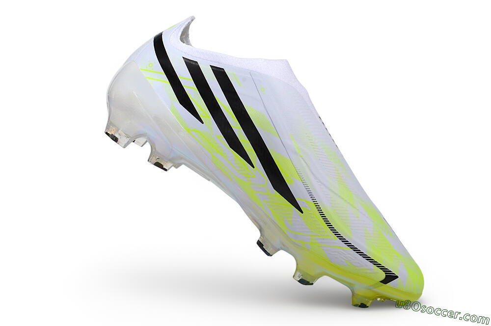 Adidas F50 Hyperfast Elite Laceless FG Firm Ground Soccer Cleats - White/White/Lucid Lemon 4