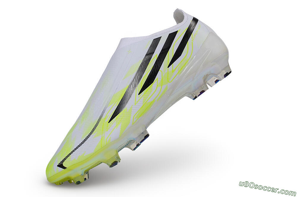 Adidas F50 Hyperfast Elite Laceless FG Firm Ground Soccer Cleats - White/White/Lucid Lemon 5