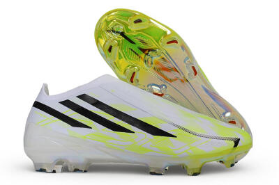Adidas F50 Hyperfast Elite Laceless FG Firm Ground Soccer Cleats - White/White/Lucid Lemon