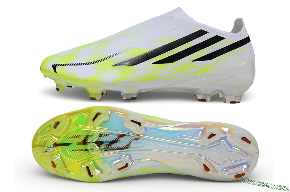 Adidas F50 Hyperfast Elite Laceless FG Firm Ground Soccer Cleats - White/White/Lucid Lemon 0