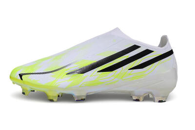 Adidas F50 Hyperfast Elite Laceless FG Firm Ground Soccer Cleats - White/White/Lucid Lemon