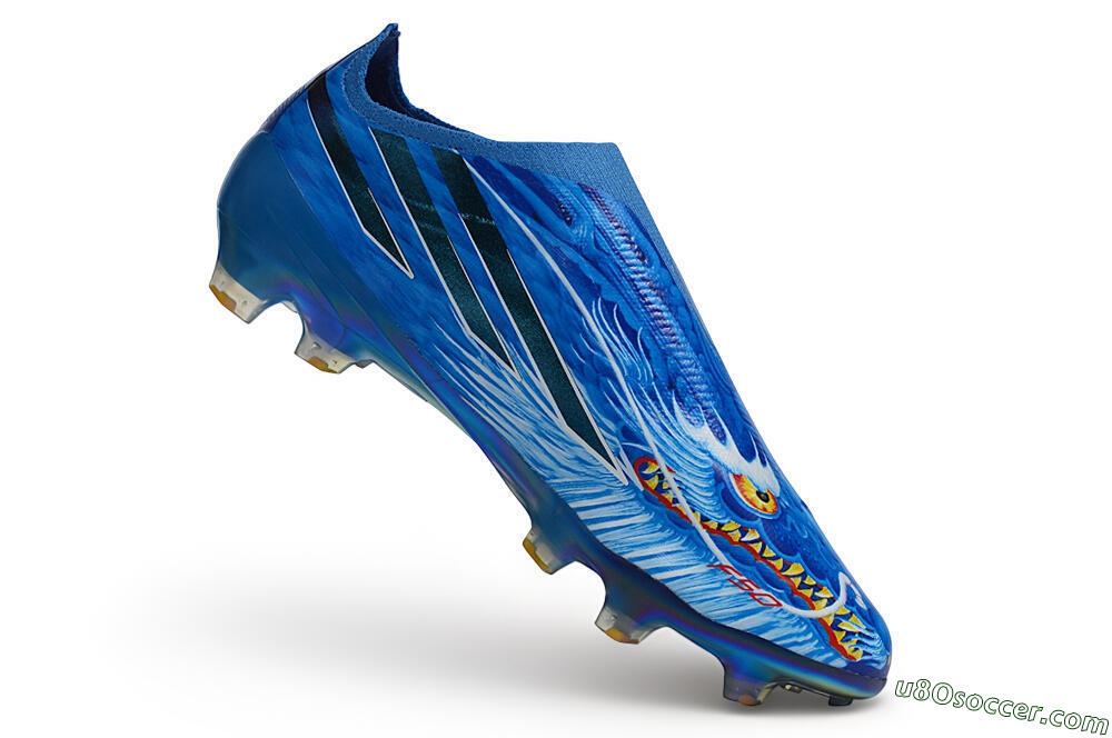 Adidas F50 Hyperfast Elite Laceless FG Firm Ground Soccer Cleats - Blue/Royal Blue/Metallic Gold 4
