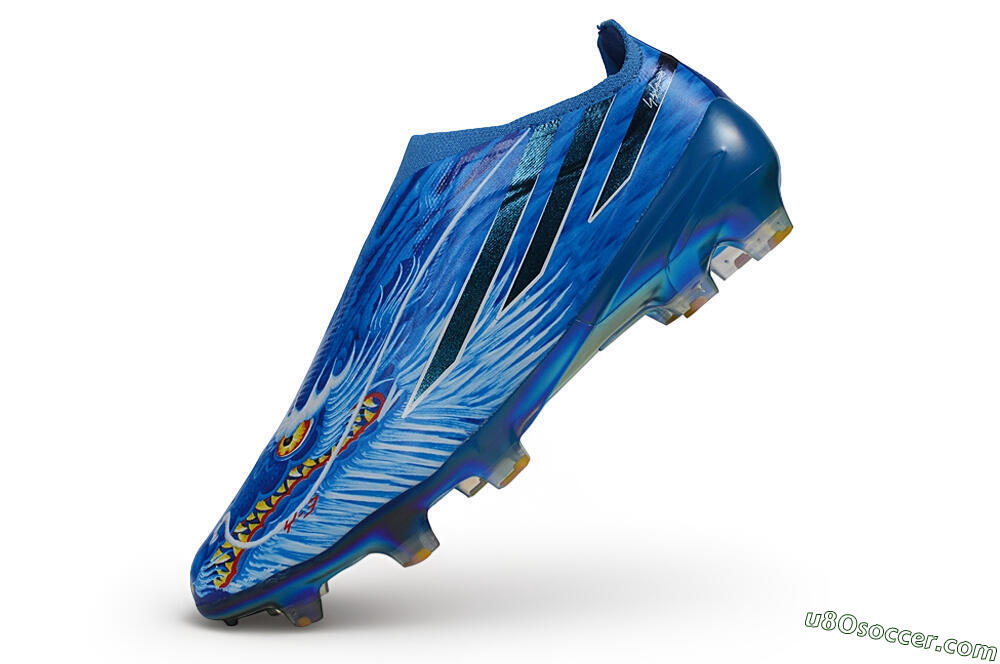 Adidas F50 Hyperfast Elite Laceless FG Firm Ground Soccer Cleats - Blue/Royal Blue/Metallic Gold 5