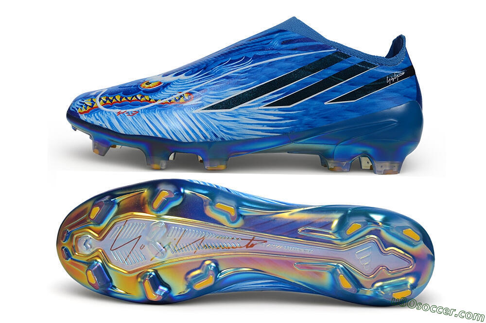Adidas F50 Hyperfast Elite Laceless FG Firm Ground Soccer Cleats - Blue/Royal Blue/Metallic Gold 0