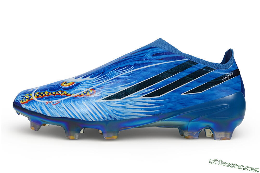 Adidas F50 Hyperfast Elite Laceless FG Firm Ground Soccer Cleats - Blue/Royal Blue/Metallic Gold 2