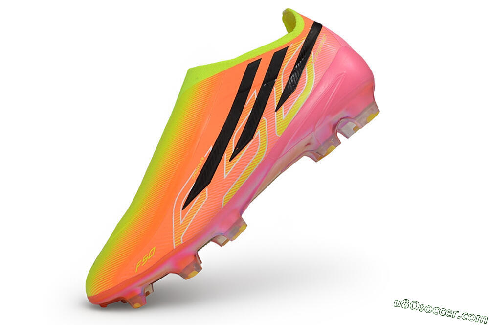 Adidas F50 Hyperfast Elite Laceless FG Firm Ground Soccer Cleats - Orange/Solar Yellow/Lucid Pink 5