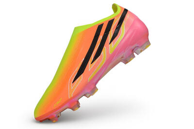 Adidas F50 Hyperfast Elite Laceless FG Firm Ground Soccer Cleats - Orange/Solar Yellow/Lucid Pink