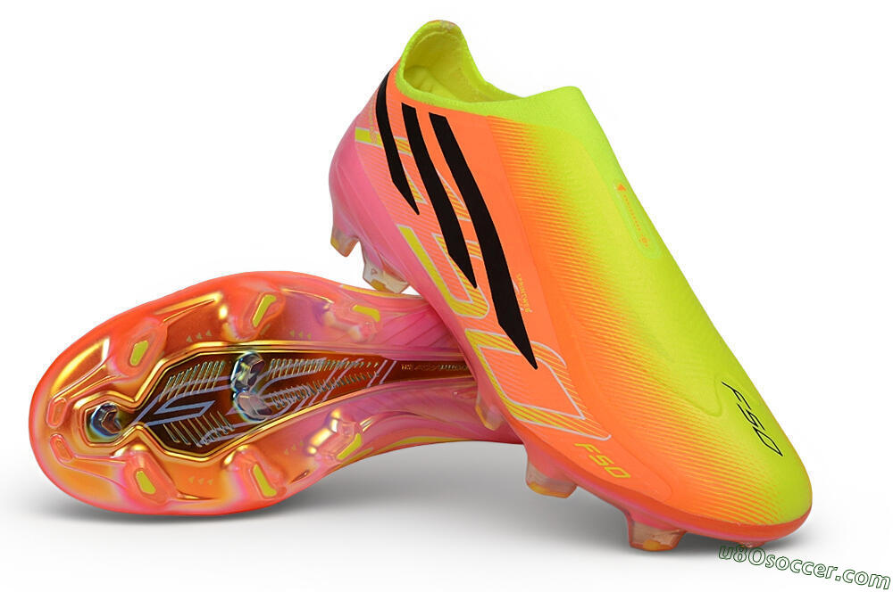 Adidas F50 Hyperfast Elite Laceless FG Firm Ground Soccer Cleats - Orange/Solar Yellow/Lucid Pink 3