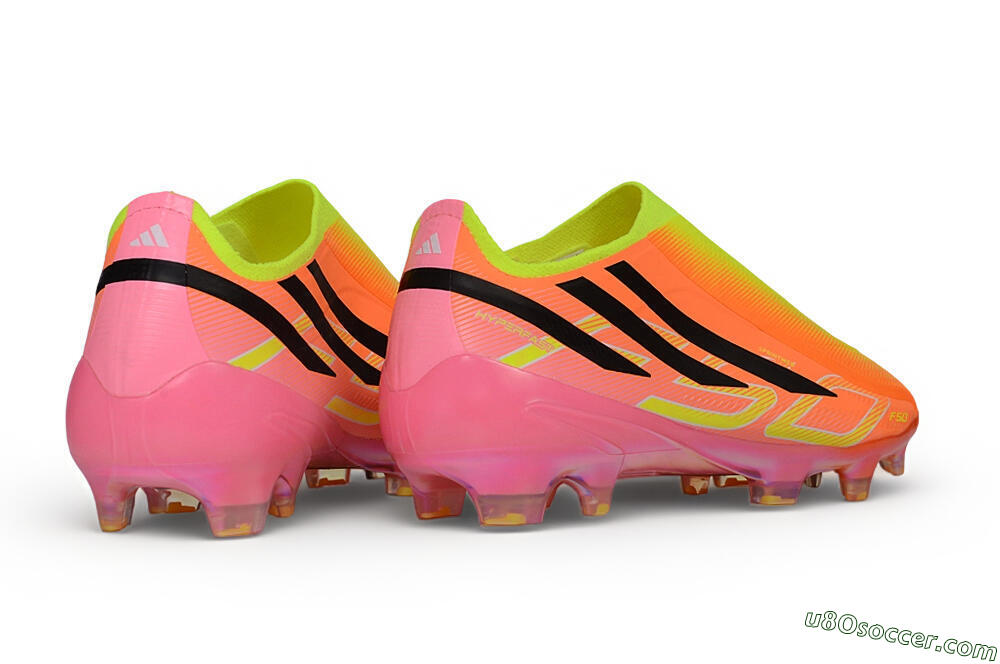 Adidas F50 Hyperfast Elite Laceless FG Firm Ground Soccer Cleats - Orange/Solar Yellow/Lucid Pink 6