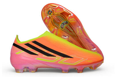 Adidas F50 Hyperfast Elite Laceless FG Firm Ground Soccer Cleats - Orange/Solar Yellow/Lucid Pink