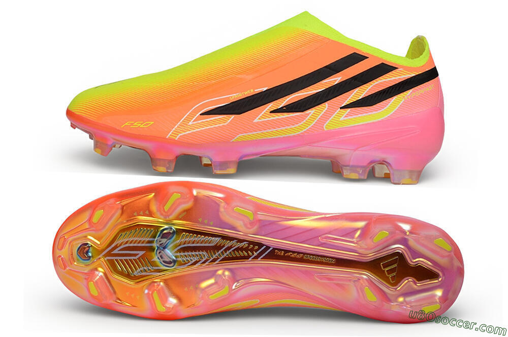 Adidas F50 Hyperfast Elite Laceless FG Firm Ground Soccer Cleats - Orange/Solar Yellow/Lucid Pink 0