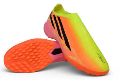 Adidas F50 Hyperfast Elite Laceless TF Artificial Turf Soccer Shoes - Orange/Solar Yellow/Lucid Pink