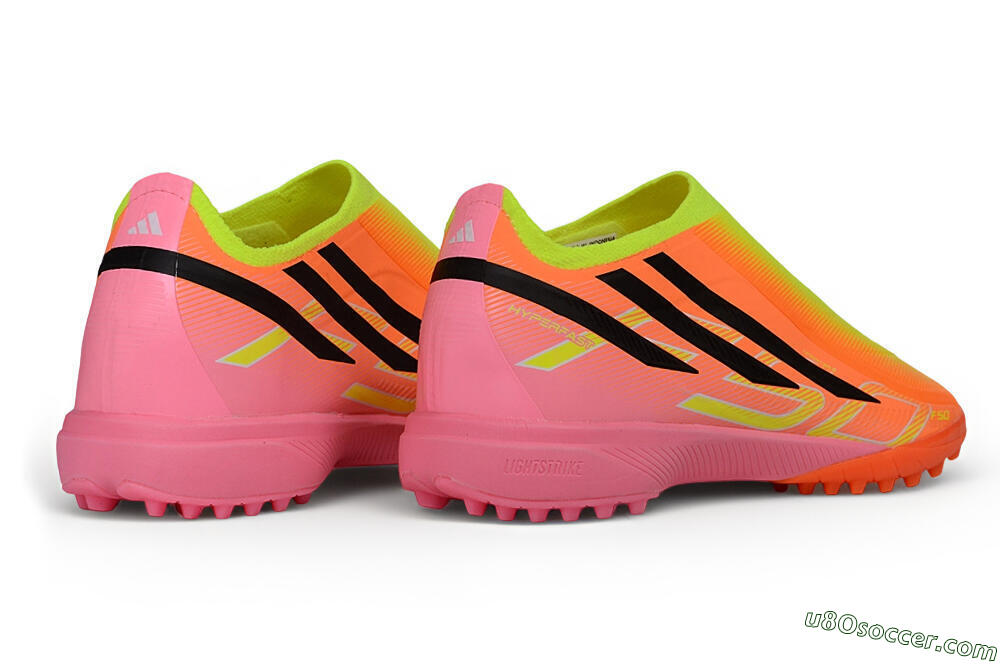 Adidas F50 Hyperfast Elite Laceless TF Artificial Turf Soccer Shoes - Orange/Solar Yellow/Lucid Pink 6