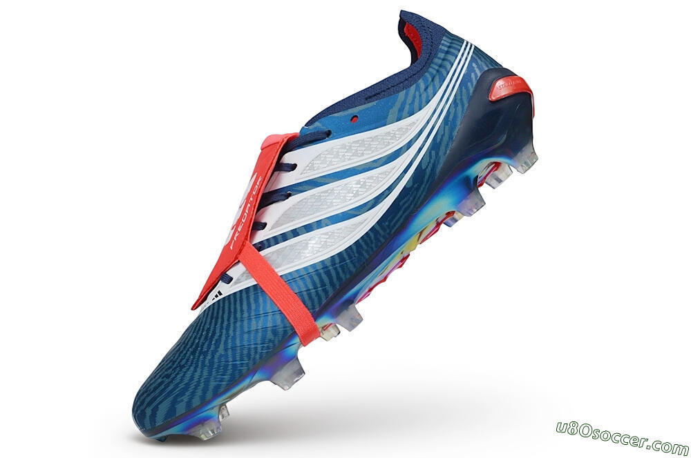 Adidas Predator 26 Elite Fold-Over Tongue FG Firm Ground Soccer Cleats - Blue/Collegiate Royal/Solar Red 5