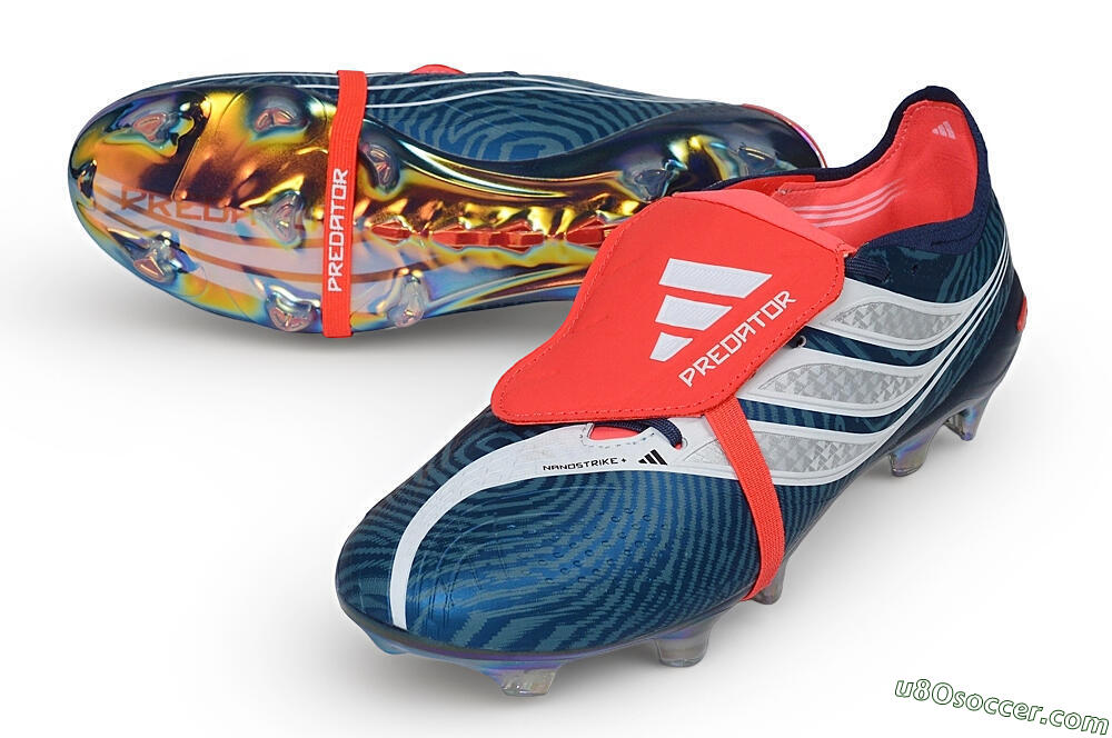 Adidas Predator 26 Elite Fold-Over Tongue FG Firm Ground Soccer Cleats - Blue/Collegiate Royal/Solar Red 3
