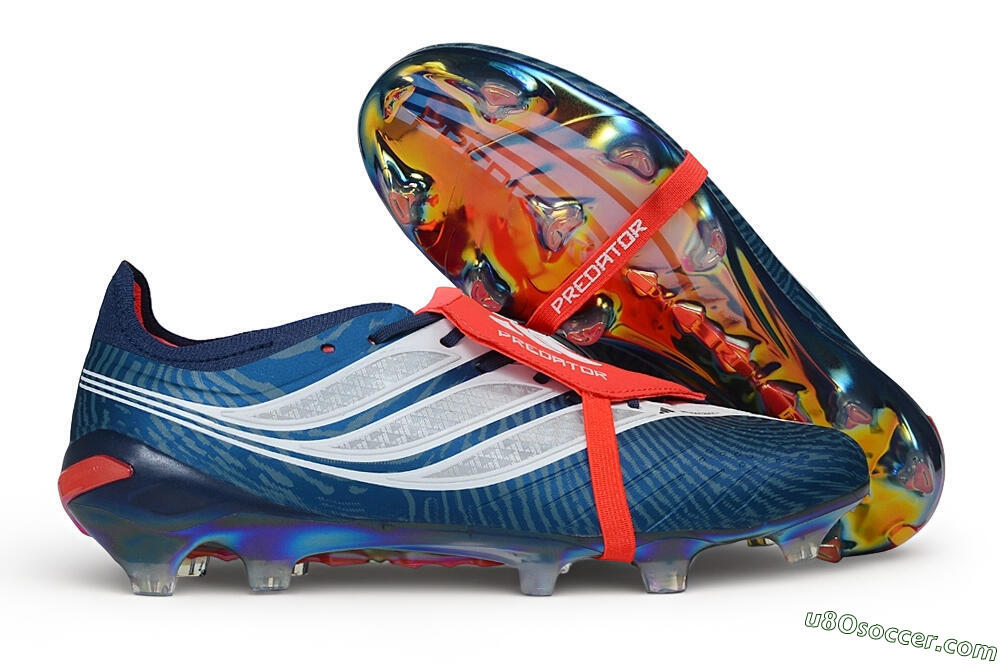 Adidas Predator 26 Elite Fold-Over Tongue FG Firm Ground Soccer Cleats - Blue/Collegiate Royal/Solar Red 1