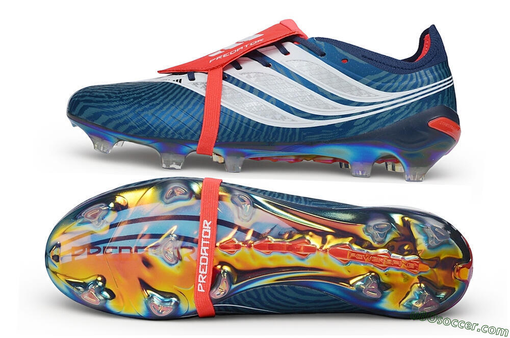 Adidas Predator 26 Elite Fold-Over Tongue FG Firm Ground Soccer Cleats - Blue/Collegiate Royal/Solar Red 0