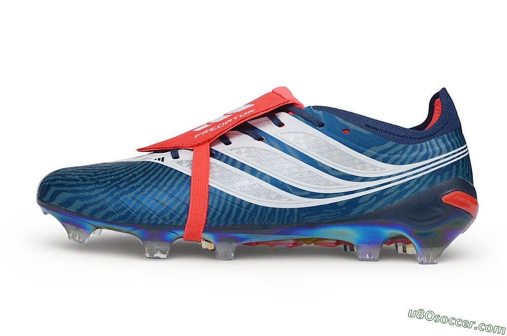 Adidas Predator 26 Elite Fold-Over Tongue FG Firm Ground Soccer Cleats - Blue/Collegiate Royal/Solar Red 2
