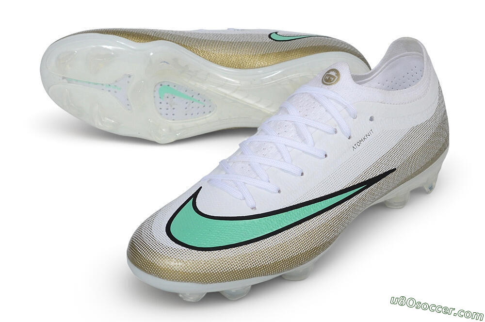 Nike Air Zoom Mercurial Vapor 17 Elite FG Firm Ground Soccer Cleats - White/Metallic Gold/Mint Green 3