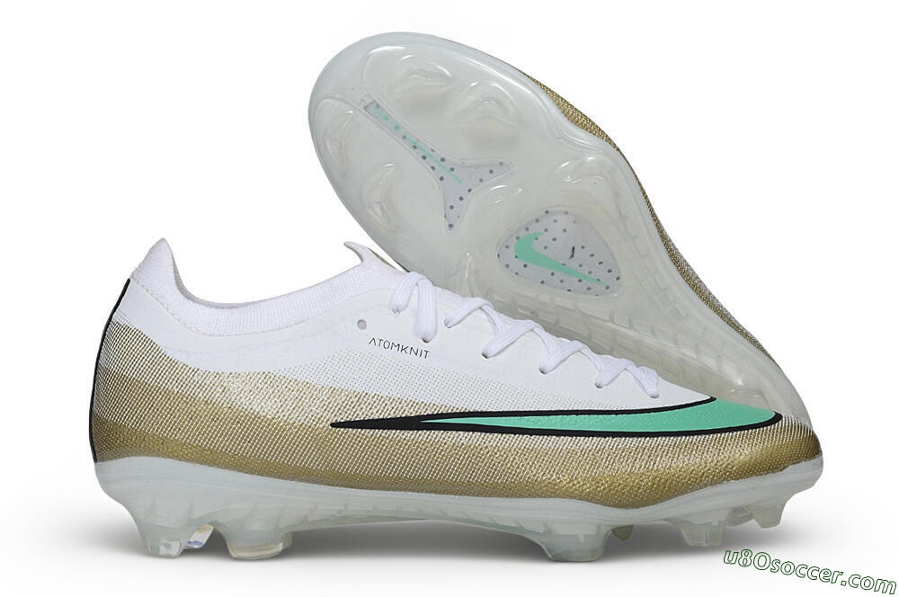 Nike Air Zoom Mercurial Vapor 17 Elite FG Firm Ground Soccer Cleats - White/Metallic Gold/Mint Green 1