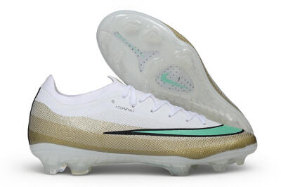 Nike Air Zoom Mercurial Vapor 17 Elite FG Firm Ground Soccer Cleats - White/Metallic Gold/Mint Green