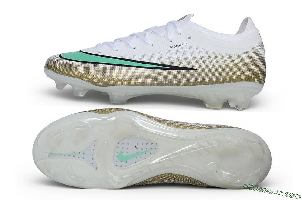 Nike Air Zoom Mercurial Vapor 17 Elite FG Firm Ground Soccer Cleats - White/Metallic Gold/Mint Green 0