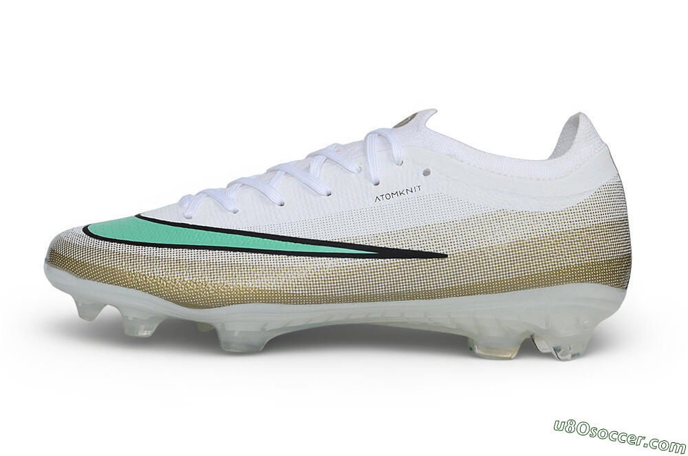Nike Air Zoom Mercurial Vapor 17 Elite FG Firm Ground Soccer Cleats - White/Metallic Gold/Mint Green 2