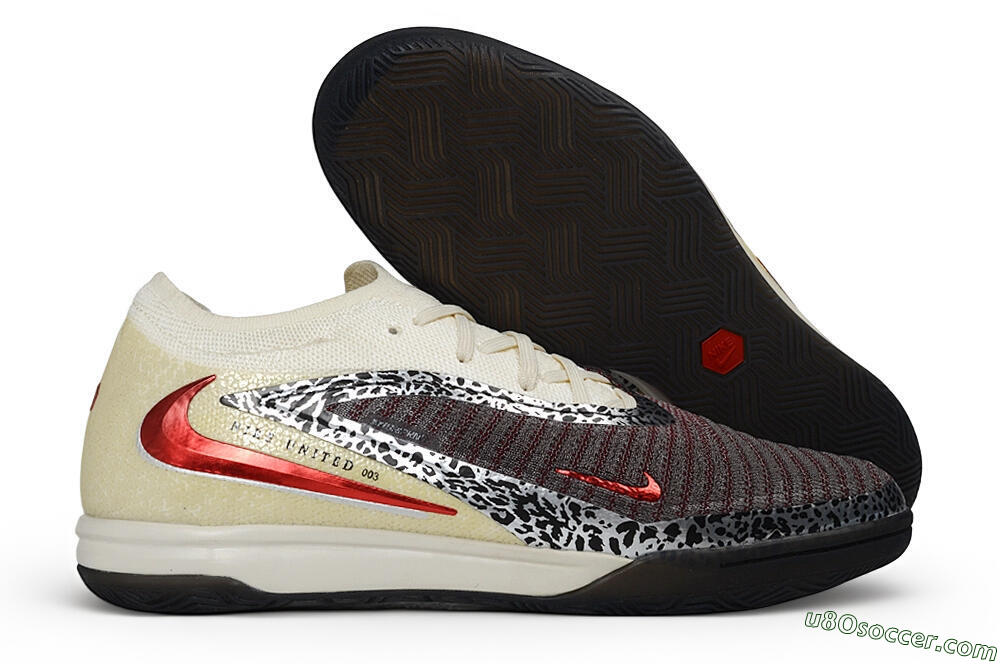 Nike Phantom 6 Elite Low IC Indoor & Futsal Soccer Shoes - Beige/Cream/Metallic Red 1