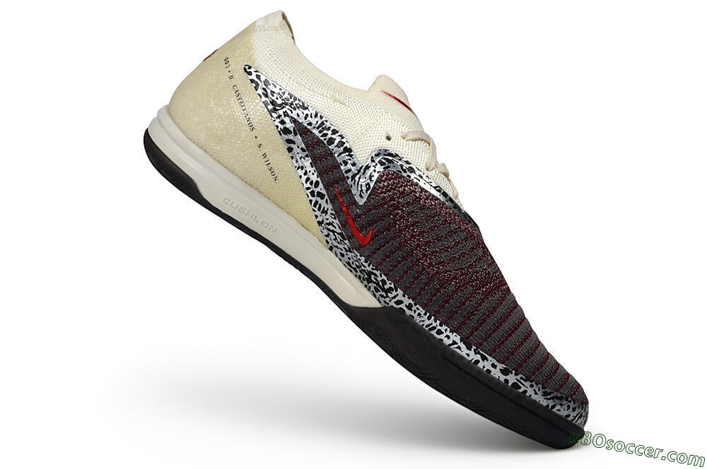Nike Phantom 6 Elite Low IC Indoor & Futsal Soccer Shoes - Beige/Cream/Metallic Red 4