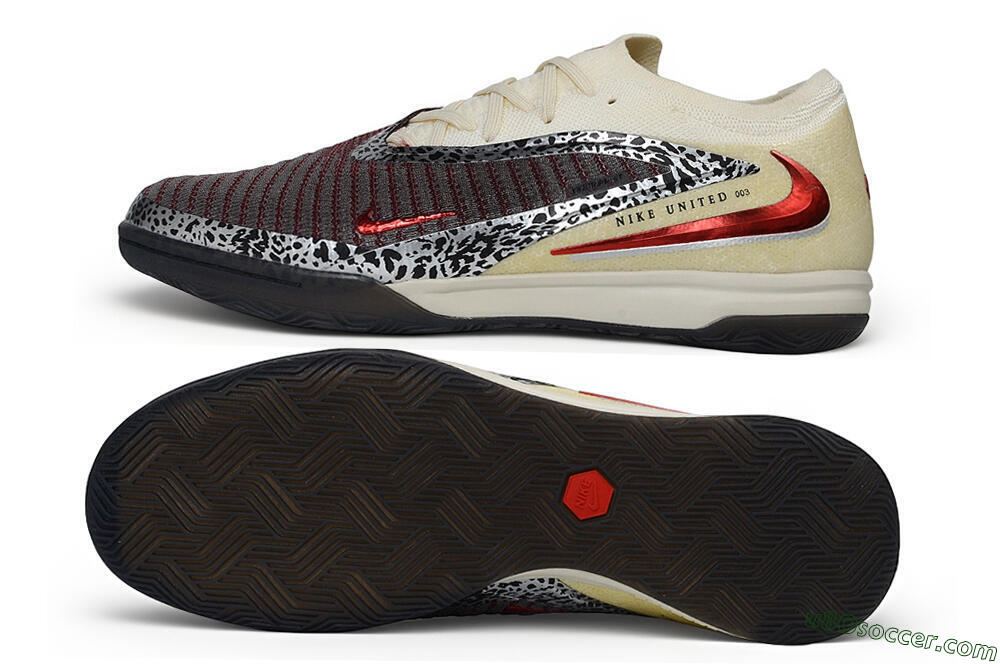 Nike Phantom 6 Elite Low IC Indoor & Futsal Soccer Shoes - Beige/Cream/Metallic Red 0