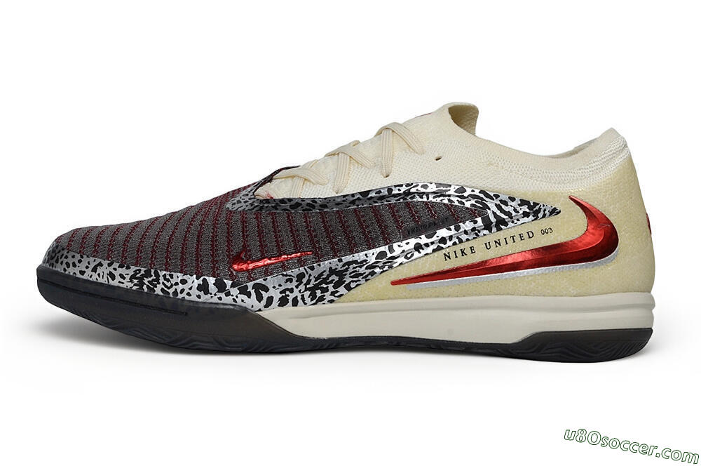 Nike Phantom 6 Elite Low IC Indoor & Futsal Soccer Shoes - Beige/Cream/Metallic Red 2