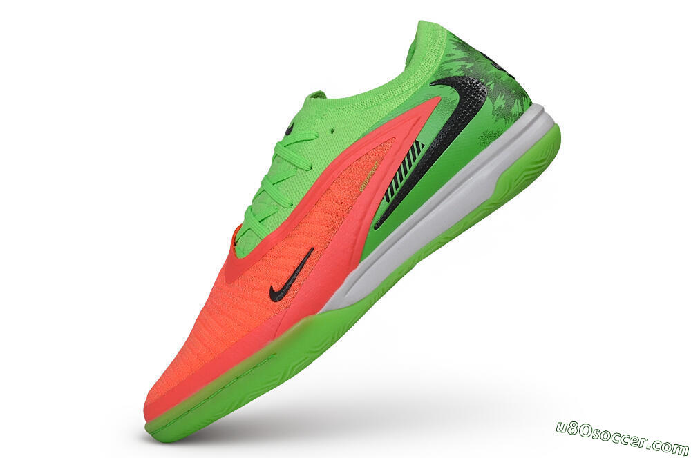 Nike Phantom 6 Elite Low IC Indoor & Futsal Soccer Shoes - Green/Electric Green/Bright Crimson 5