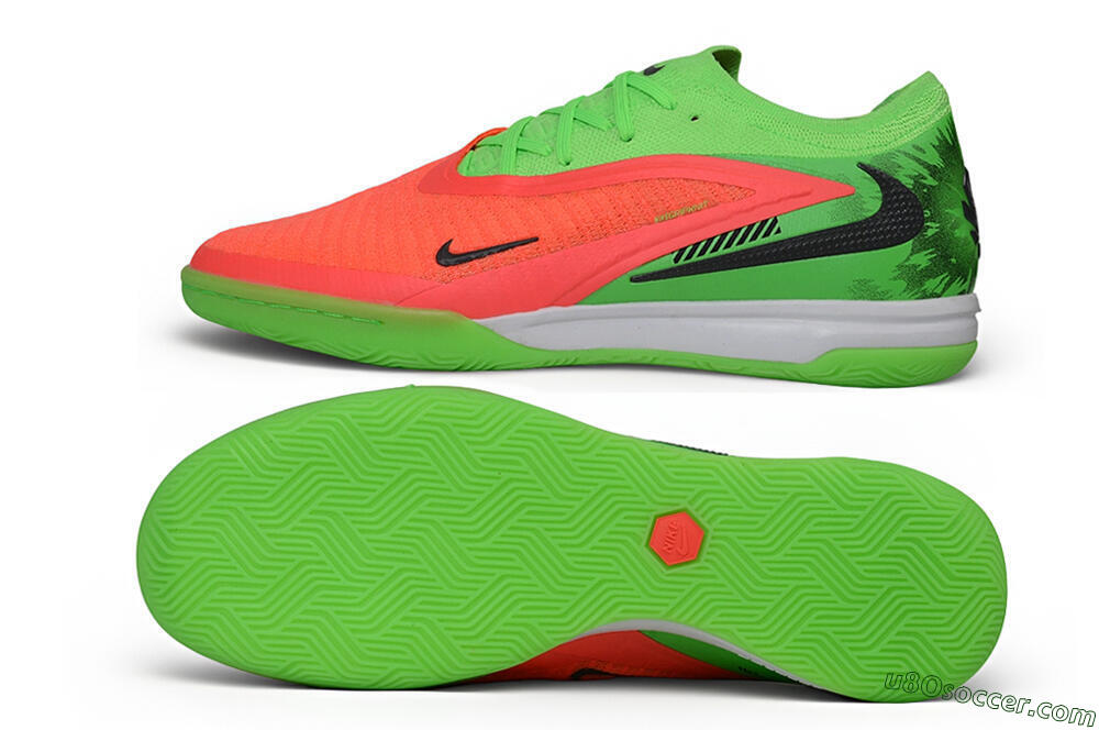 Nike Phantom 6 Elite Low IC Indoor & Futsal Soccer Shoes - Green/Electric Green/Bright Crimson 0