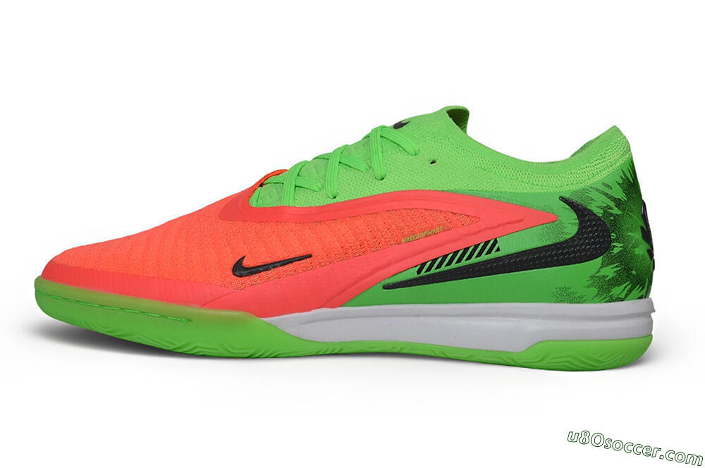 Nike Phantom 6 Elite Low IC Indoor & Futsal Soccer Shoes - Green/Electric Green/Bright Crimson 2