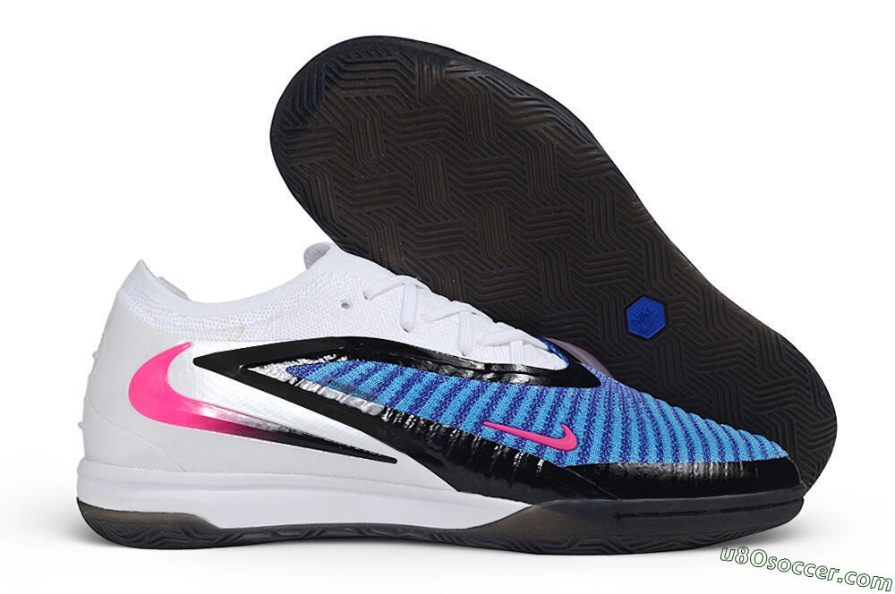 Nike Phantom 6 Elite Low IC Indoor & Futsal Soccer Shoes - White/Baltic Blue/Hyper Pink 1