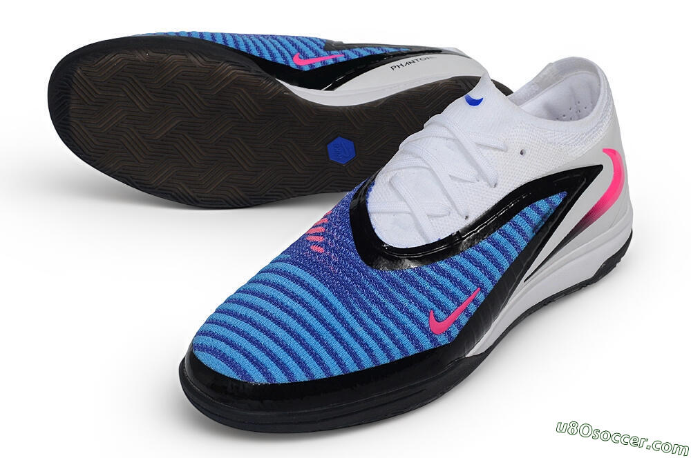 Nike Phantom 6 Elite Low IC Indoor & Futsal Soccer Shoes - White/Baltic Blue/Hyper Pink 3