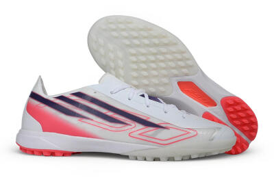 Adidas F50 Hyperfast League TF Artificial Turf Soccer Shoes - White/Lucid Pink/Night Indigo