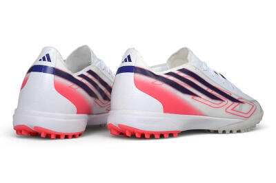 Adidas F50 Hyperfast League TF Artificial Turf Soccer Shoes - White/Lucid Pink/Night Indigo