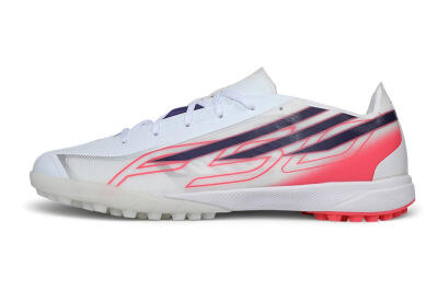 Adidas F50 Hyperfast League TF Artificial Turf Soccer Shoes - White/Lucid Pink/Night Indigo