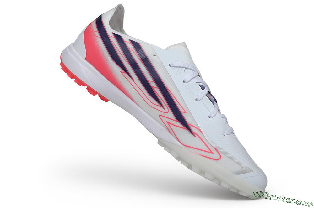 Adidas F50 Hyperfast League TF Artificial Turf Soccer Shoes - White/Lucid Pink/Night Indigo 4