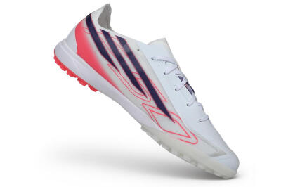 Adidas F50 Hyperfast League TF Artificial Turf Soccer Shoes - White/Lucid Pink/Night Indigo