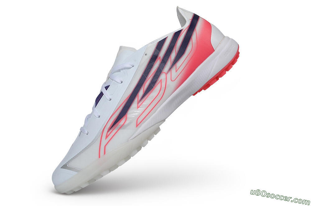 Adidas F50 Hyperfast League TF Artificial Turf Soccer Shoes - White/Lucid Pink/Night Indigo 5