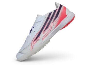 Adidas F50 Hyperfast League TF Artificial Turf Soccer Shoes - White/Lucid Pink/Night Indigo