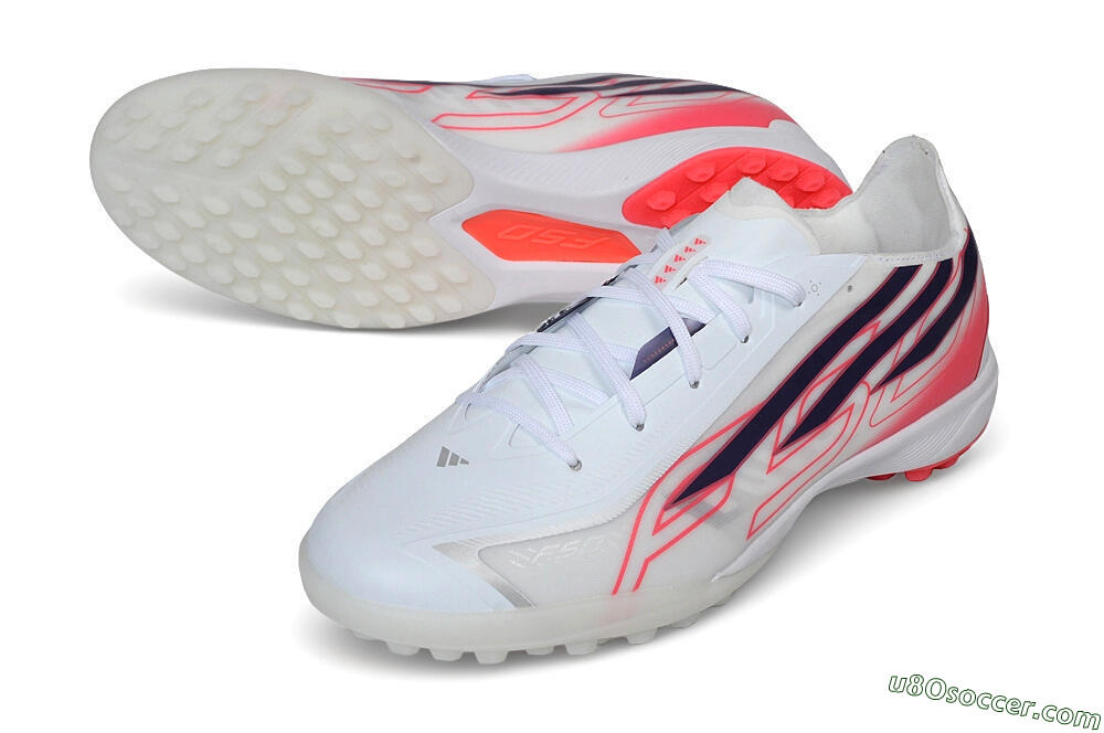 Adidas F50 Hyperfast League TF Artificial Turf Soccer Shoes - White/Lucid Pink/Night Indigo 3